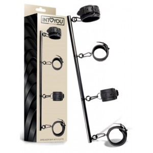 Barra Separadora R&iacute;gida Desmontable y 4 Esposas Desmontables Neopreno y Cuero Vegano