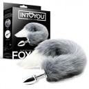 INTOYOU BDSM LINE Plug Con Cola Gris y Blanca