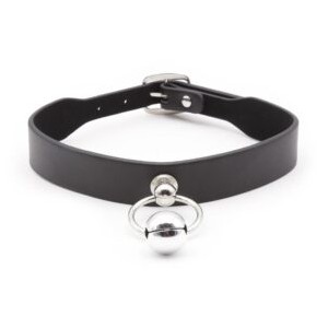 LATETOBED FETISH ADDICT Collar con cascabel plateado