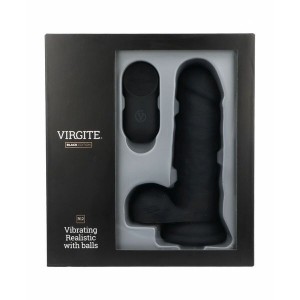 Virgite REALISTIC VIBRATOR R12 BLACK 14,4CM W/ REMOTE CONTROL